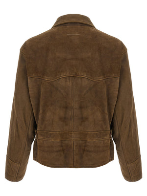 MM6 Maison Margiela Braune Kalbslederjacke