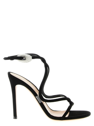 Gianvito Rossi Sandale mit Stiletto-Absatz aus schwarzem Wildleder