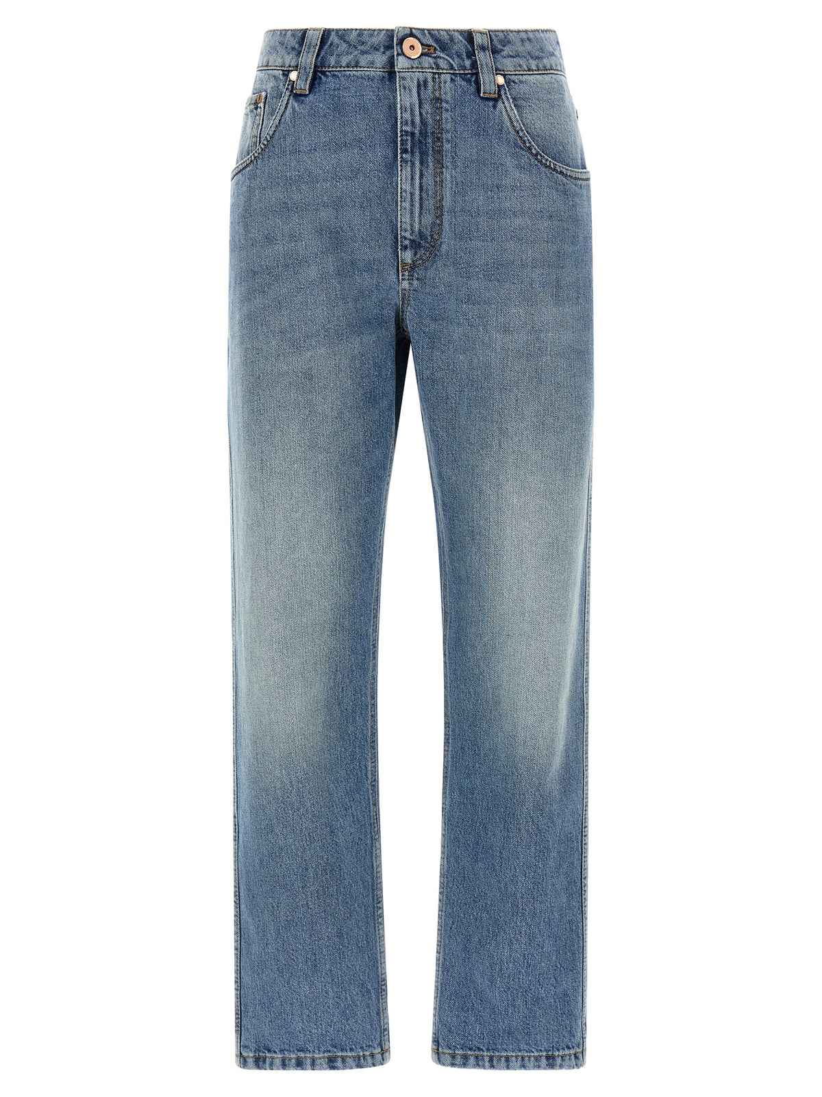 Brunello Cucinelli Blaue Jeans aus Baumwolle im geraden Schnitt