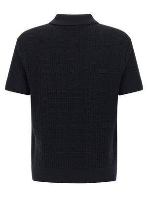 Balmain Blaues Woll-Poloshirt