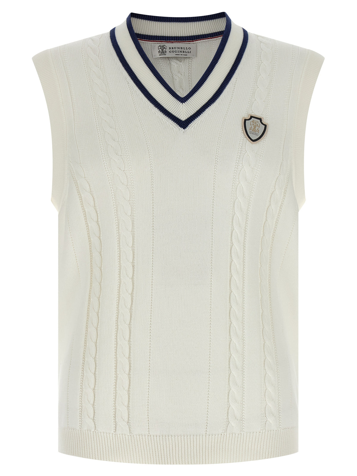Brunello Cucinelli Ärmelloser Pullover aus weißer Baumwolle
