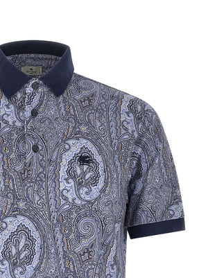 Etro Blaues Baumwoll-Polohemd