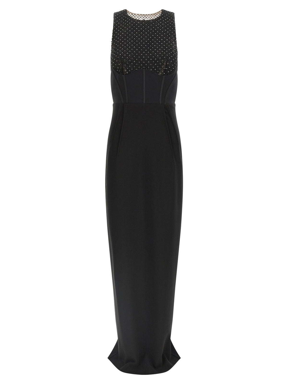 Elisabetta Franchi Schwarzes Maxikleid aus Polyester