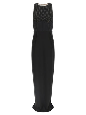 Elisabetta Franchi Schwarzes Maxikleid aus Polyester