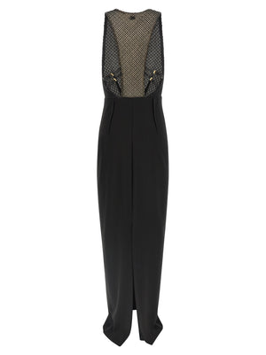 Elisabetta Franchi Schwarzes Maxikleid aus Polyester