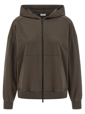 Brunello Cucinelli Brauner Baumwoll-Kapuzenpullover