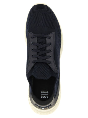 Hugo Boss Blaue Sneaker aus Rindsleder im Athletic-Look