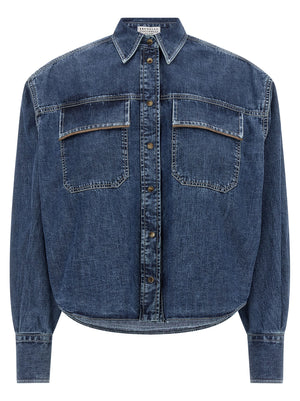 Brunello Cucinelli Blaue Baumwollbluse