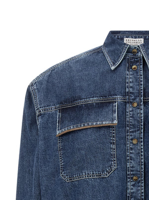 Brunello Cucinelli Blaue Baumwollbluse