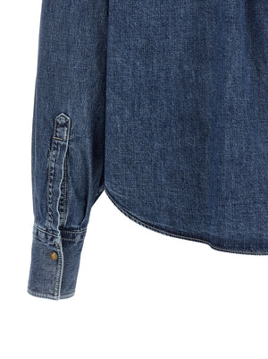 Brunello Cucinelli Blaue Baumwollbluse
