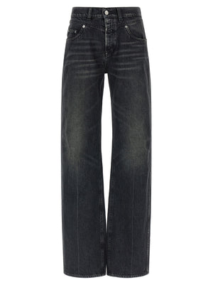 Armarium Schwarze Baumwoll-Jeans mit geradem Bein