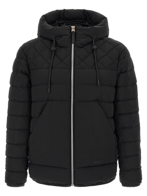 Mackage Schwarze Nylon-Jacke in voller Länge