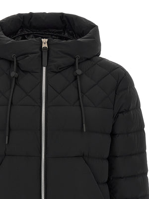 Mackage Schwarze Nylon-Jacke in voller Länge