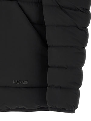 Mackage Schwarze Nylon-Jacke in voller Länge