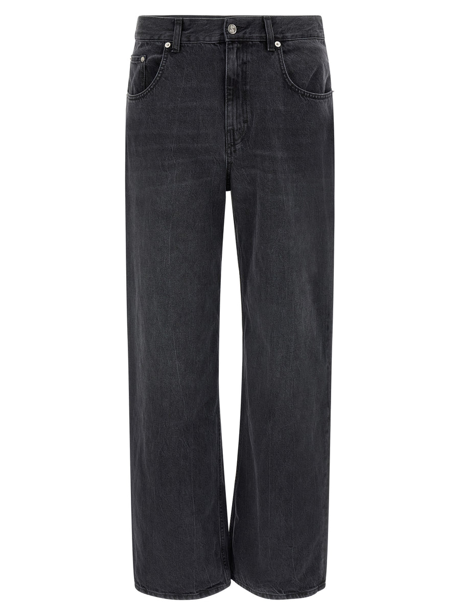 SÉFR Schwarze Baumwoll-Jeans mit geradem Bein