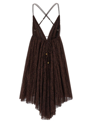 Elisabetta Franchi Kurzes Kleid aus braunem Polyamid