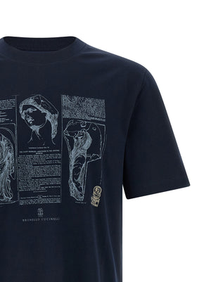 Brunello Cucinelli Blaues Baumwoll-T-Shirt