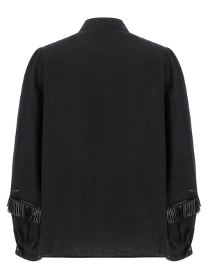 Kiton Schwarze Leinenbluse