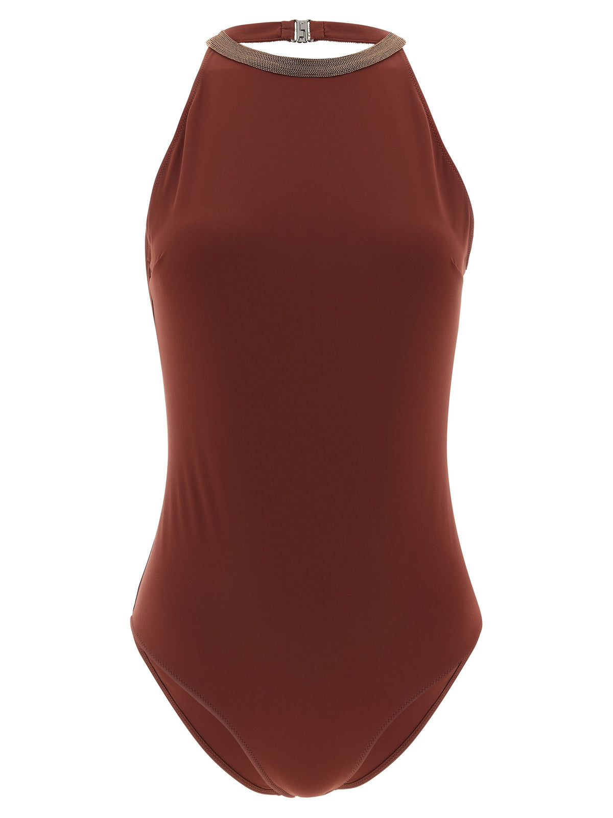 Brunello Cucinelli Bordeaux Polyamid-Badeanzug