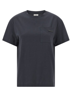 Brunello Cucinelli Blaues Baumwoll-T-Shirt