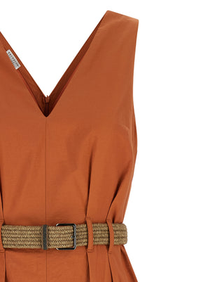 Brunello Cucinelli Kurzes Baumwollkleid in Orange