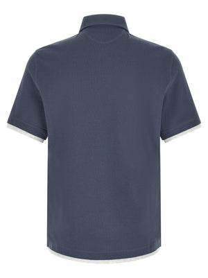 Brunello Cucinelli Blaues Baumwoll-Polohemd