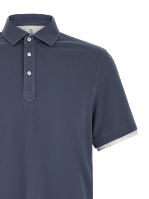 Brunello Cucinelli Blaues Baumwoll-Polohemd