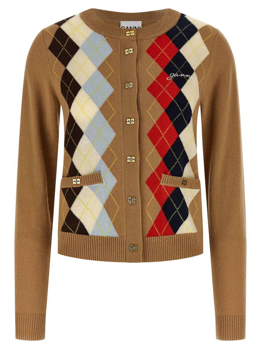 Ganni Beige Wollstrickjacke