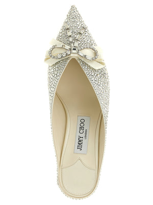 Jimmy Choo Silberne Tencel Pumps mit mittlerem Absatz