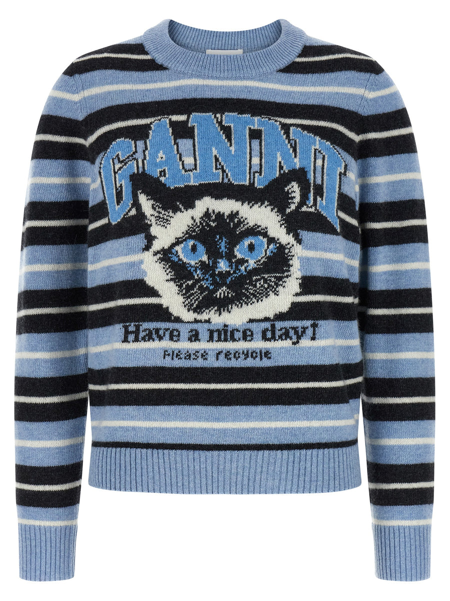 Ganni Blauer Wollcardigan