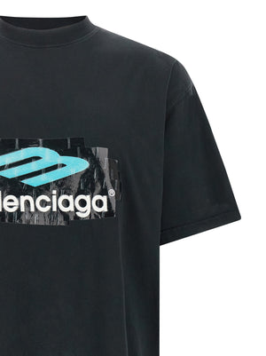Balenciaga Schwarzes Baumwoll-T-Shirt