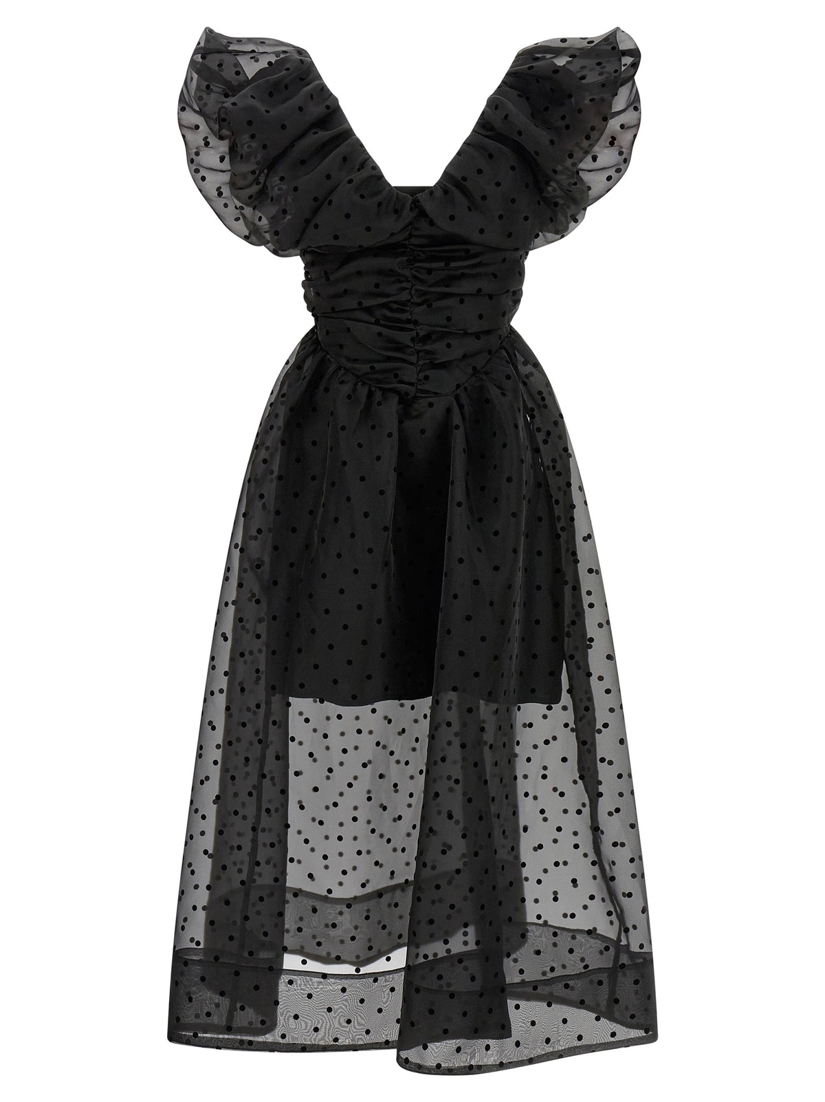 Ganni Schwarzes Midikleid aus recyceltem Polyester