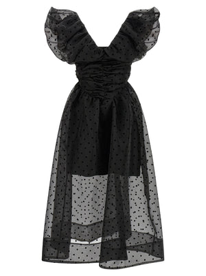 Ganni Schwarzes Midikleid aus recyceltem Polyester