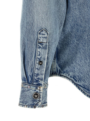 Versace Blaue Baumwollbluse