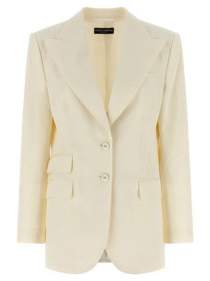 Dolce & Gabbana Weißer Blazer aus reiner Schurwolle