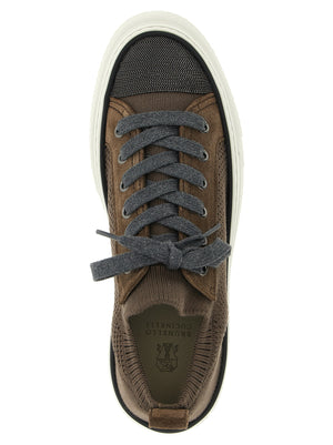 Brunello Cucinelli Braune Low-Top-Sneaker aus Baumwolle