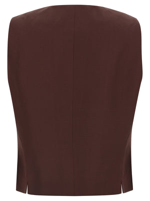 Alberto Biani Brauner ärmelloser Blazer aus Viskose