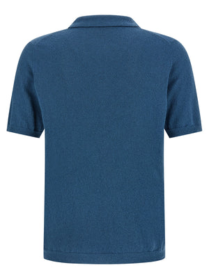 Roberto Collina Blaues Baumwoll-Polohemd