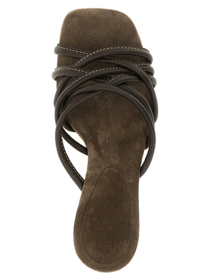 Brunello Cucinelli Braune Ledersandalen mit Stilettoabsatz
