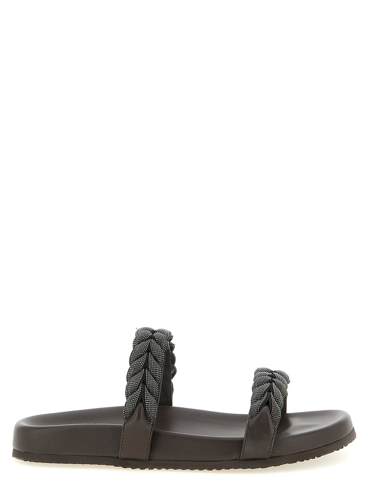 Brunello Cucinelli Braune Leder-Slipper