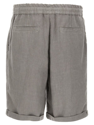 Brunello Cucinelli Graue Leinen-Bermudashorts
