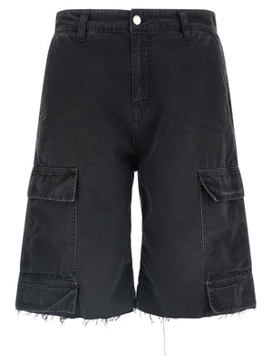 44 Label Group Schwarze Baumwoll-Bermudashorts