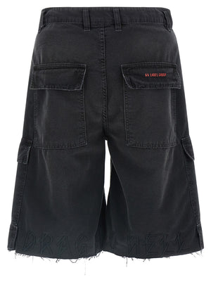 44 Label Group Schwarze Baumwoll-Bermudashorts