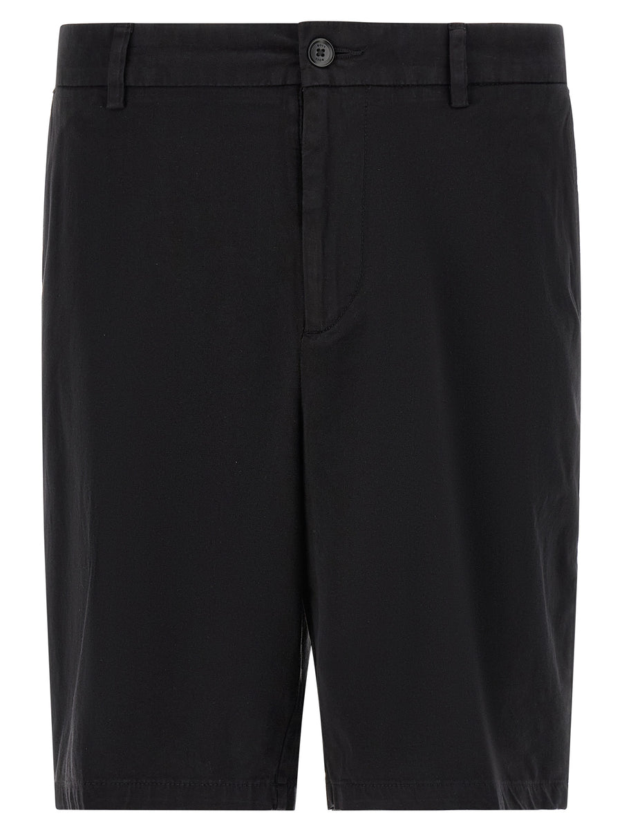 Black Cotton Bermuda Shorts