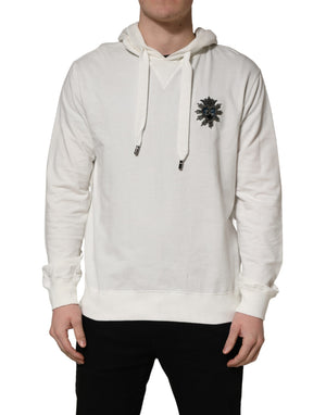Dolce & Gabbana Weißes Baumwoll-Sweatshirt mit Kapuze Pullover