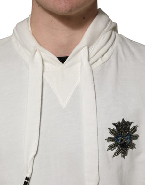 Dolce & Gabbana Weißes Baumwoll-Sweatshirt mit Kapuze Pullover