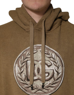 Dolce & Gabbana Kapuzenpullover aus Baumwolle in Braun mit Logo-Münze