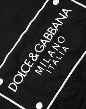 Dolce & Gabbana Schwarzer Wollpullover mit Rundhalsausschnitt und grafischem Logo