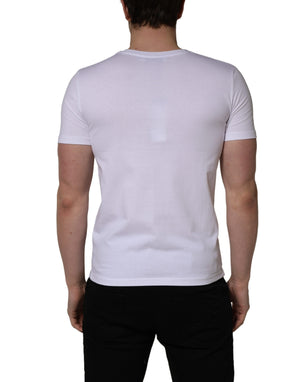 Dolce & Gabbana Weißes T-Shirt mit herzförmigem Camouflage-Patch für Herren
