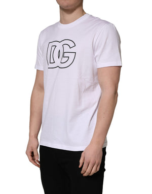 Dolce & Gabbana Weißes DG Logo Print Herren T-Shirt mit kurzen Ärmeln